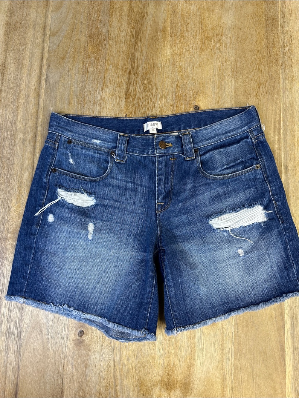 J. Crew Dark Wash Distressed Denim Shorts